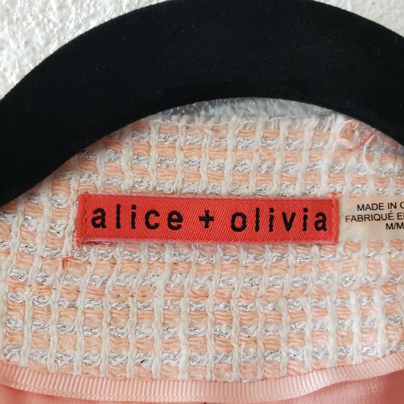 ALICE + OLIVIA Tweed Blazer Jacket Frayed Sz M - Picture 5 of 8
